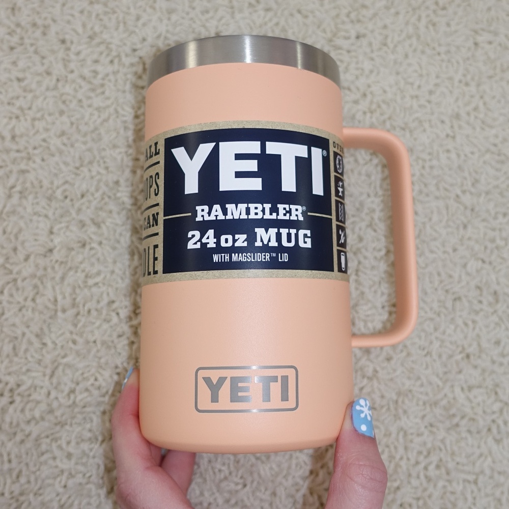 NWT Peach Yeti 24 oz Rambler Mug - Picture 2 of 7